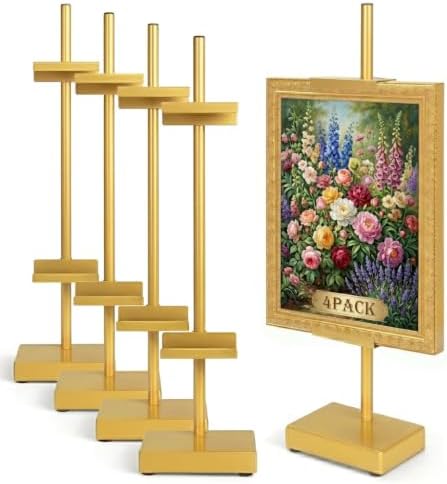 Adjustable Tabletop Easel Stand, Gold 17" H Easels for Display
