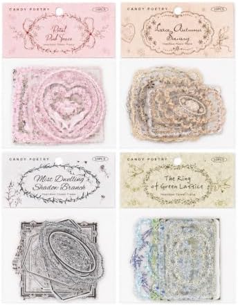 40 Pcs Vintage Floral Frame PET Stickers, 4 Packs Nested Decals