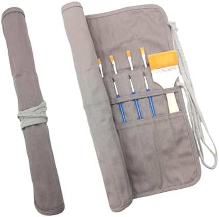 Funny live Paint Brush Holder Art Supplies, Artist Brush Holder & Storage Organizer Roll-Up Case Bag, Protect Acrylic Oil Watercolor Paintbrushes (Gray 20 Slot Pockets)