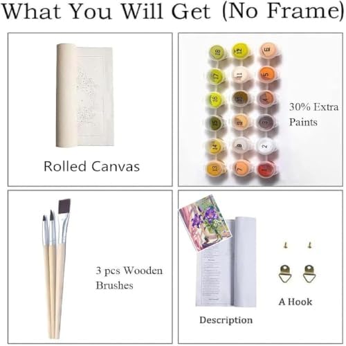 ZRIZQ Paint by Numbers Kit for Adults Beginner,Purple Flowers,16x20