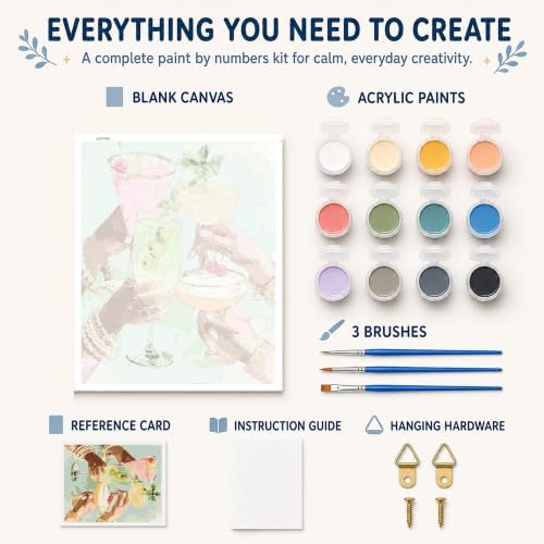 AuraDraw Paint by Numbers for Adults, Cocktail Paint by Number Kit, DIY Acrylic Painting Kit for Home Wall Decor 16x20 Inch