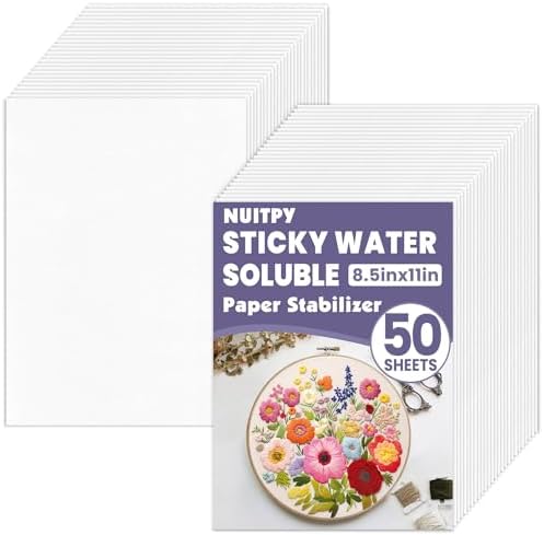 50 Sheets 8.5in x 11in Water Soluble Stabilizer for Embroidery