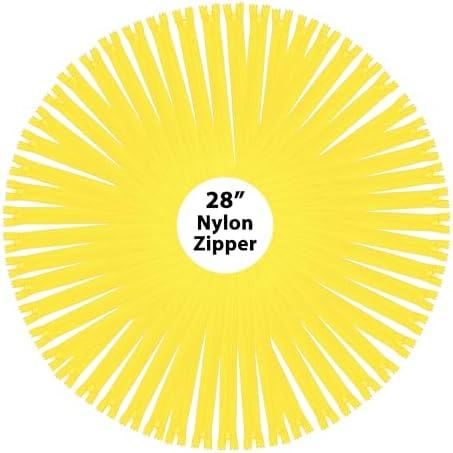 Mandala Crafts 40 PCs Yellow Closed-End 28 Inches Nylon Zippers for Sewing