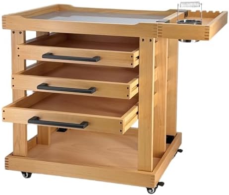 Art Supplies Storage 5-Tier Cart, Beech Wood Rolling Cart