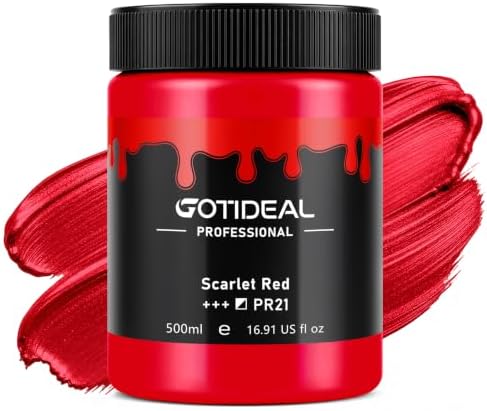 GOTIDEAL Red Acrylic Paint, Scarlet Red Large Paint (500ml/16.9oz)