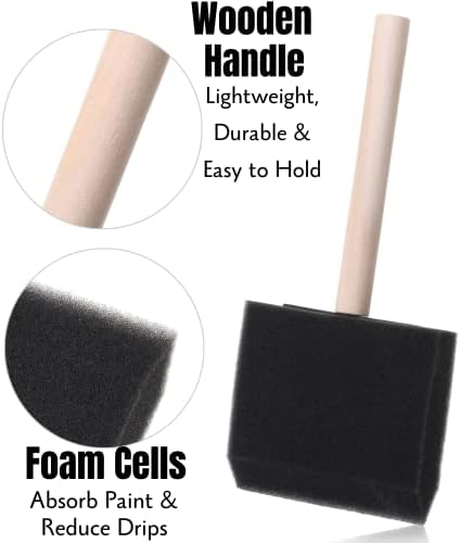 Bates 3-Inch Foam Paint Brushes, 12 Pack - Sponge Brushes for Painting, Staining, and Mod Podge