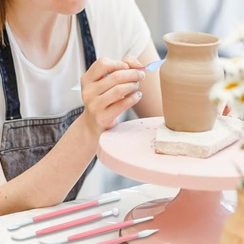 22 PCS Clay Sculpting Tools Set, Pink Air Dry Clay Tools & Polymer Clay Tools Kit, Double-Ended Plastic Modeling Tools for Pottery, Polymer Clay, Air Dry Clay & DIY Crafting for Adult