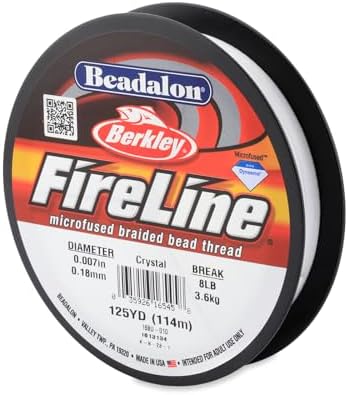 Beadalon FireLine Microfused Braided Beading Cord Thread, Crystal-4LB/125YD
