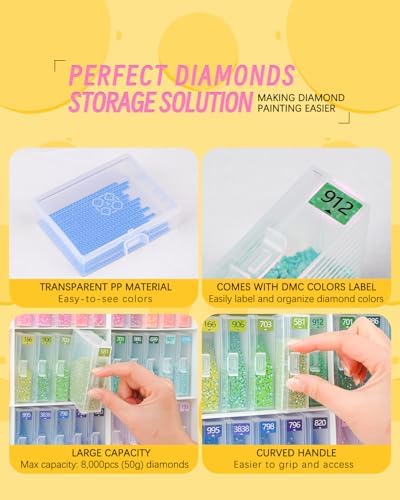 forever young 60PCS Diamond Painting Storage Containers Trays ＆ Stand
