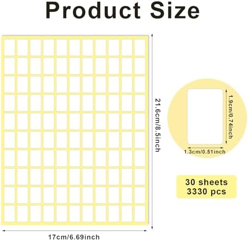 Sliverdew White Labels Stickers, 3300 Pack Small 0.5" x 0.75", Removable Blank Labels for School, Office, Kitchen, 110 Labels per Sheet, Paper, Rectangular, 3300pcs