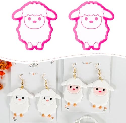 Xaekicr Cute Sheep Polymer Clay Cutters Set – Animal Clay Earring Cutters for Polymer Clay Jewelry Making – Clay Tools & Molds for DIY Crafts