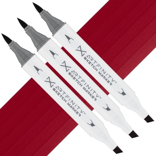 Artfinity Sketch Markers - Set of 3 - Acai R8-8, Vibrant, Professional, Dye-Based Alcohol Markers for Artists, Drawing, Travel, & More
