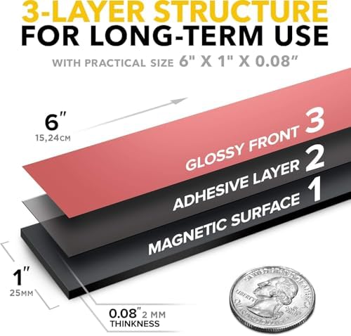 X-bet MAGNET Super Sticky Adhesive Magnetic Strips, 6x1 (15x2.5cm), 6 pcs
