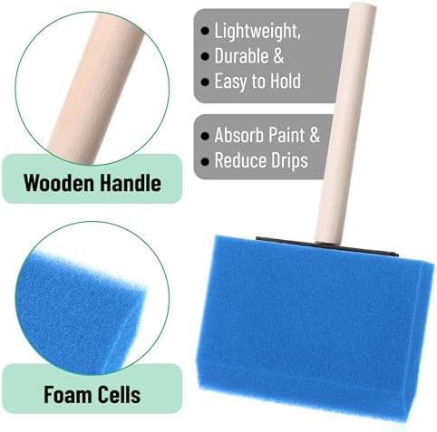 Bates- Foam Paint Brushes, 4 Inch, 40 Pack, Blue Foam Brushes for Painting with Lightweight Wooden Handles