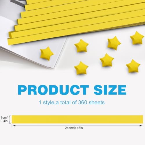 FoDau770 Solid Color Star Paper Strips - 360 Sheet, Yellow