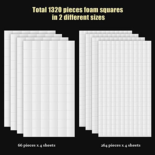 8 Sheets Foam Dots Squares, Adhesive 3D Foam Squares, 2 Sizes, Scrapbook