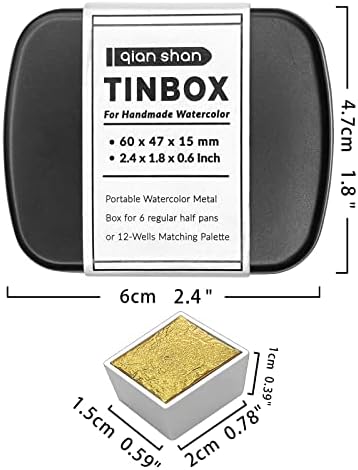 Mini Portable Handmade Artist Watercolor Paint,6 Metallic Solid Watercolor
