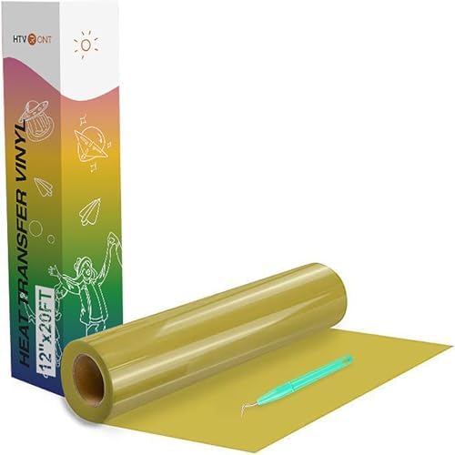 HTVRONT Heat Transfer Vinyl Gold HTV Rolls, 12" x 20ft