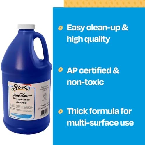 Sax True Flow Heavy Body Acrylic Paint, 1/2 Gallon, Phthaloyl Blue - 439283, 64 Fl Oz (Pack of 1)