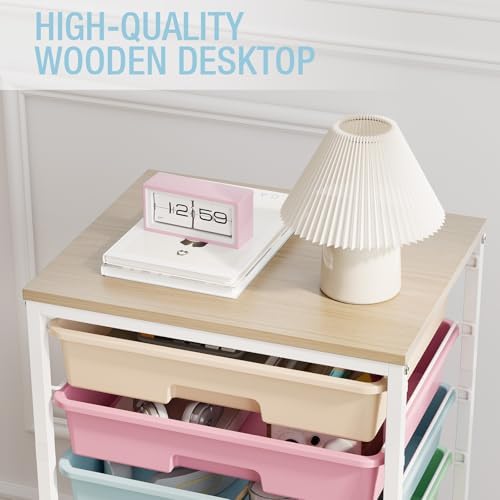 Rolling Storage Cart, Rainbow Cart with 8 Drawers and Wooden Tabletop, Teacher Organization for Classroom, Art Cart for Classroom,Office,Bedroom,Rainbow | Teacher Organization for Classroom, Art Cart for Office,Bedroom,Craft Room