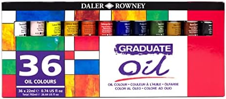 Daler Rowney Graduate 22ml Oil Paint Set, 36 Assorted Colours, High Lightfastness, Ideal for Student Artists & Hobbyists