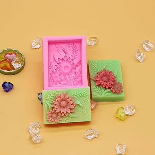 Cestony Sun Flower Shape Silicone Soap Mold, Rectangle Homemade Soap Making Mold Supplies for DIY Soap Making Crafting ProjectsSupplies