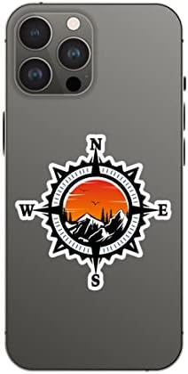 Compass Trees Mountain Sunset Sticker for Car Vinyl Decal Truck Window Bumper Motorcycle Stickers (4" x 4")