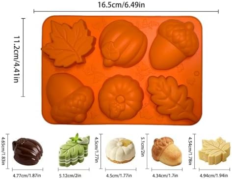 2Pcs Pumpkin Silicone Mold - 3D Fall Silicone Mold Thanksgiving Candy Mold Autumn Maple Leaf Acorn shape Chocolate Mold Soap Candy Cake Pan Baking Molds for Cake Cupcake Decoration