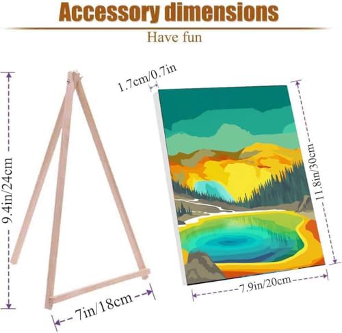HOIYLDS 3 Pack Paint by Number for Adults Framed Canvas, National Park DIY Arts and Crafts for Adults Beginner with Wooden Easel, Paint Brushes, Acrylic Paint Set for Home Wall Decor, 9 * 12 Inch