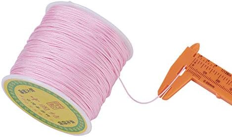 Elecrelive 100 Yards Pink Braided Nylon Crafting Thread Macrame Cord Rope
