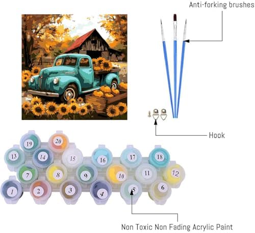 AIBOERL Paint by Numbers Kit for Adults Beginner,Fall Truck, 12X16In