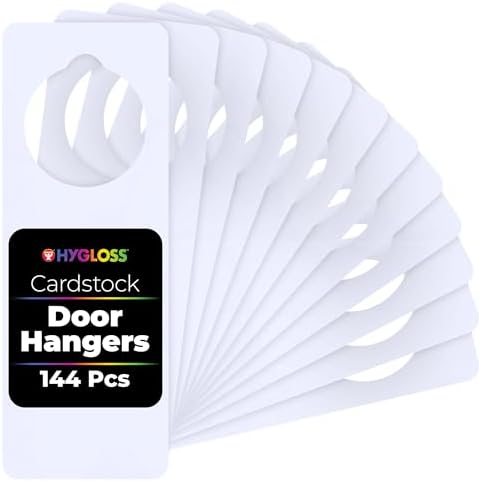Hygloss Cardstock Door Knob Hanger Blank White for Crafts - 144 Pcs - for Easy Decorate/Write-On - Bulk Doorknobs Hangers for Craft, DIY Blanks Doorknob Sign Projects