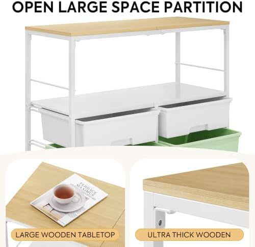 APEXCHASER Rolling Storage Cart with 8 Large Drawers, Wooden Tabletop