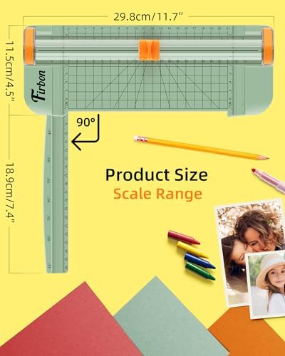 Firbon A5 Paper Cutter, Small Straight Paper Trimmer with Side Ruler | Morandi Compact Design | Cuts Photo, Cardstock, Labels & Coupons | Portable Desktop Slicer | Scrapbooking & Craft Projects