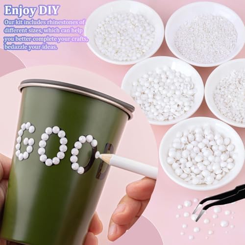 Resin Rhinestones for Crafting with 3Pcs 10ml B7000 Jewelry Glue, 1 Box White Flatback Gems Crystals Diamond for Bedazzling Crafts DIY Nail Art Makeup, Gems for Clothing Tumblers Shoes