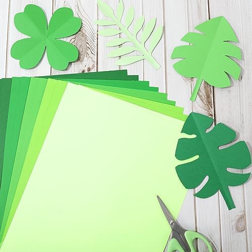 Whaline 50 Sheets 8.5 x 11 Inch Assorted Green Colored Card Stock Paper 5 Assorted Colors Solid Core Crafts Scrapbook Paper for Print DIY Arts Crafts Making Christmas School Office Home Supplies, 65lb