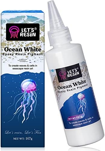 LET'S RESIN Ocean White Epoxy Resin Pigment 167g/5.89oz for Epoxy Resin | High Concentrated Pigment Paste for UV Resin, UV Resistant Opaque Pigment for Cells & Lacing, 3D Flower Resin Coasters