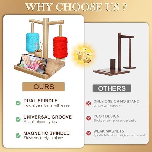 Magnetic Yarn Holder for Crocheting with Phone Stand