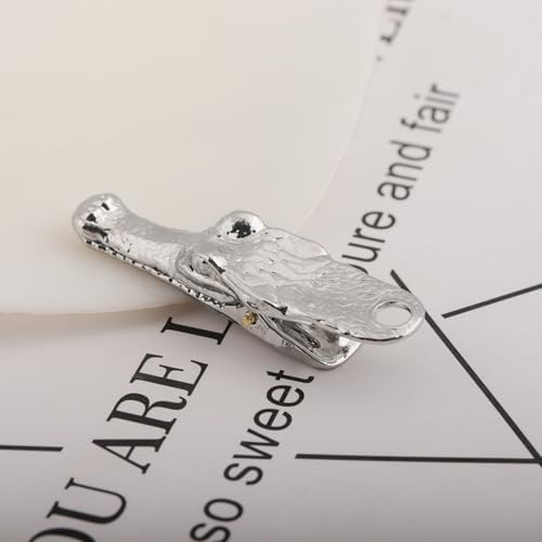 Vintage Crocodile Head Journal Clip - 3.4 Inch Heavy Duty Alligator Metal Book Clip Pin, Solid Decorative Bookmark Paper Organizer Notebook Holder Planner for Home Office Desk