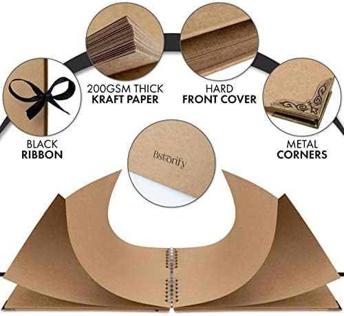 Scrapbook Album, 50 Pages, 11 x 8.5 Inch, Brown Photo Album, Scrap Book | Hardcover with Thick 200 GSM Kraft Paper, Ideal for Your Scrapbooking Albums, Art & Craft Projects (Brown, 11 x 8.5 Inch)