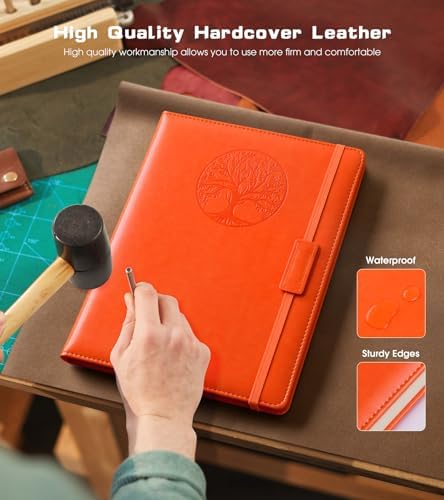 Biuwory Leather Journal Notebook, 256 Thick Lined Pages, Hardcover 8.6"×11" | A4 Large Vintage Journal for Women Men,Work,School,Business,Travel Diary,Note taking,College Ruled Writing,Daily Journaling