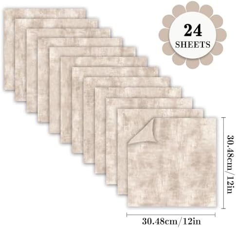 24 Sheets Beige Scrapbook Paper 12x12 Inch 160gsm