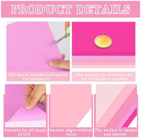 Whaline 50 Sheet 8.5 x 11 Inch Pink Card Stock Paper 5 Solid Pink Colors Core Scrapbook Craft Paper for Print DIY Art Making School Office Spring Supplies, 65lb