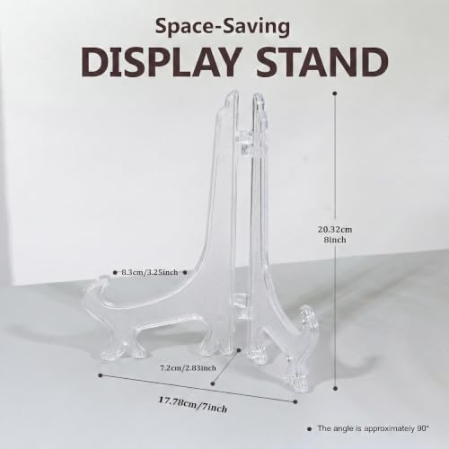 Artliving 8 Inch Clear Plastic Easels or Stand/Plate Holders to Display Pictures or Other Items at Weddings, Home Decoration, Birthdays, Tables (6 Pack)