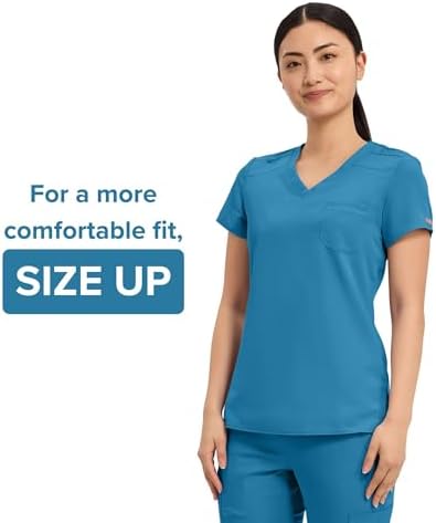 Med Couture Touch Women's Scrub Tops V-Neck Tuck-in Top with 1 Pocket