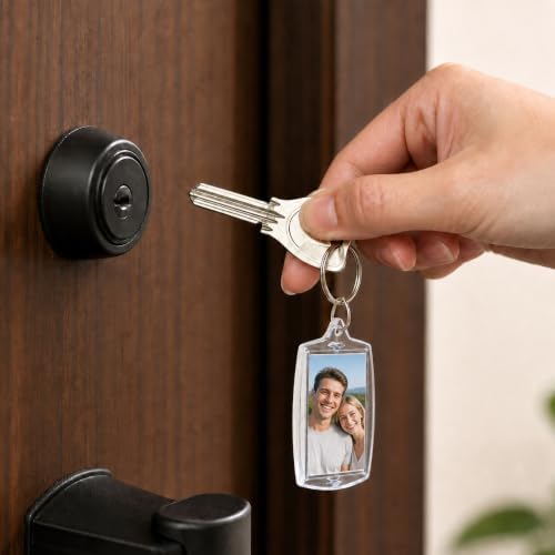 6 Pack Blank Photo Keychain, 2.16 x 1.5 Inch Acrylic Personalized Keychains for DIY Craft Making