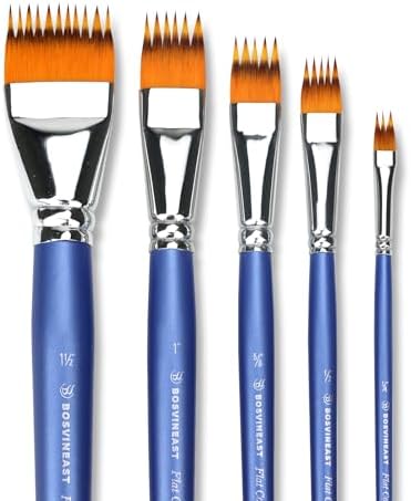 5PCS Grainer Brush Set – Flat Comb Rake Brushes for Acrylic Painting, Oil & Watercolor, Dual Layer Texture Paint Brushes for Wood Grain, Fur, Grass Effects, Short Handle