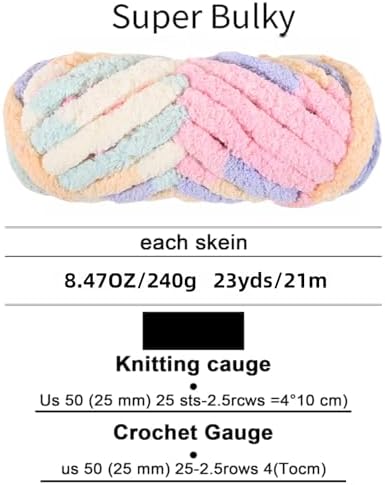 Chunky Yarn for Hand Knitting, No7 Thick Yarn, 240Grams 32Yards, Pack of 8, Perfect for Knitters and Crafters (Marshmallow)