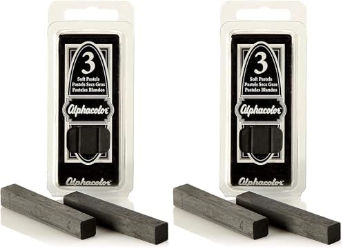Derwent Alphacolor Soft Pastels, Charcoal, 3 Pastels per Pack (105C) (Pack of 2)