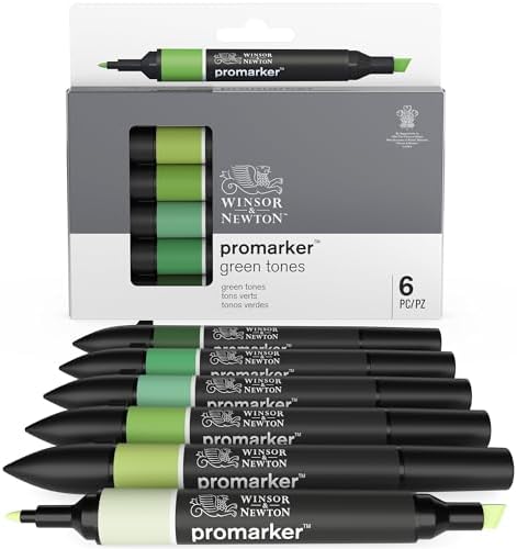 Winsor & Newton ProMarker Set, 6 Count, Green Tones